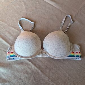 PINK Victoria's Secret Heather Gray Bra with Rainbow Band